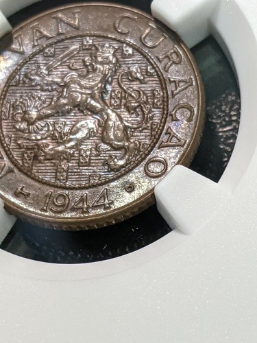 1944 D MS65 BN Curacao Cent NGC KM 41 Denver Mint Suriname "D Between 4 & O" - Picture 3 of 4