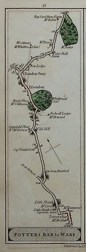 ESSENDON, HERTFORD, WARE, LONDON, HACKNEY, original antique road map CARY, 1790 - Picture 3 of 4