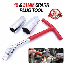 Spark Plug Removal Tool Flexible Spanner Socket 16mm/21mm T-Bar T-Handle 4-17 US
