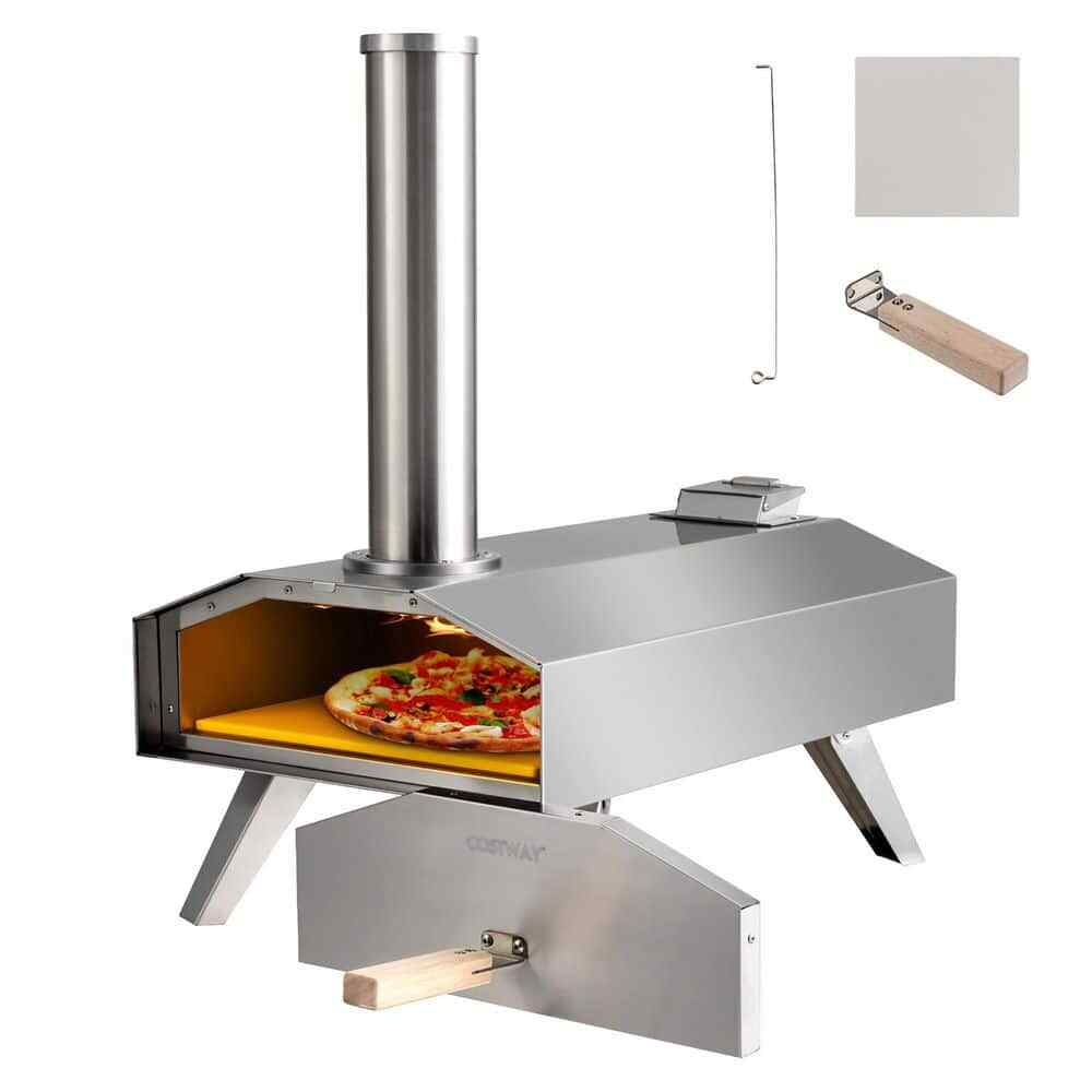 Wood Pellet Portable Outdoor Pizza Oven Pizza Maker Pizza Stone w/Foldable Leg