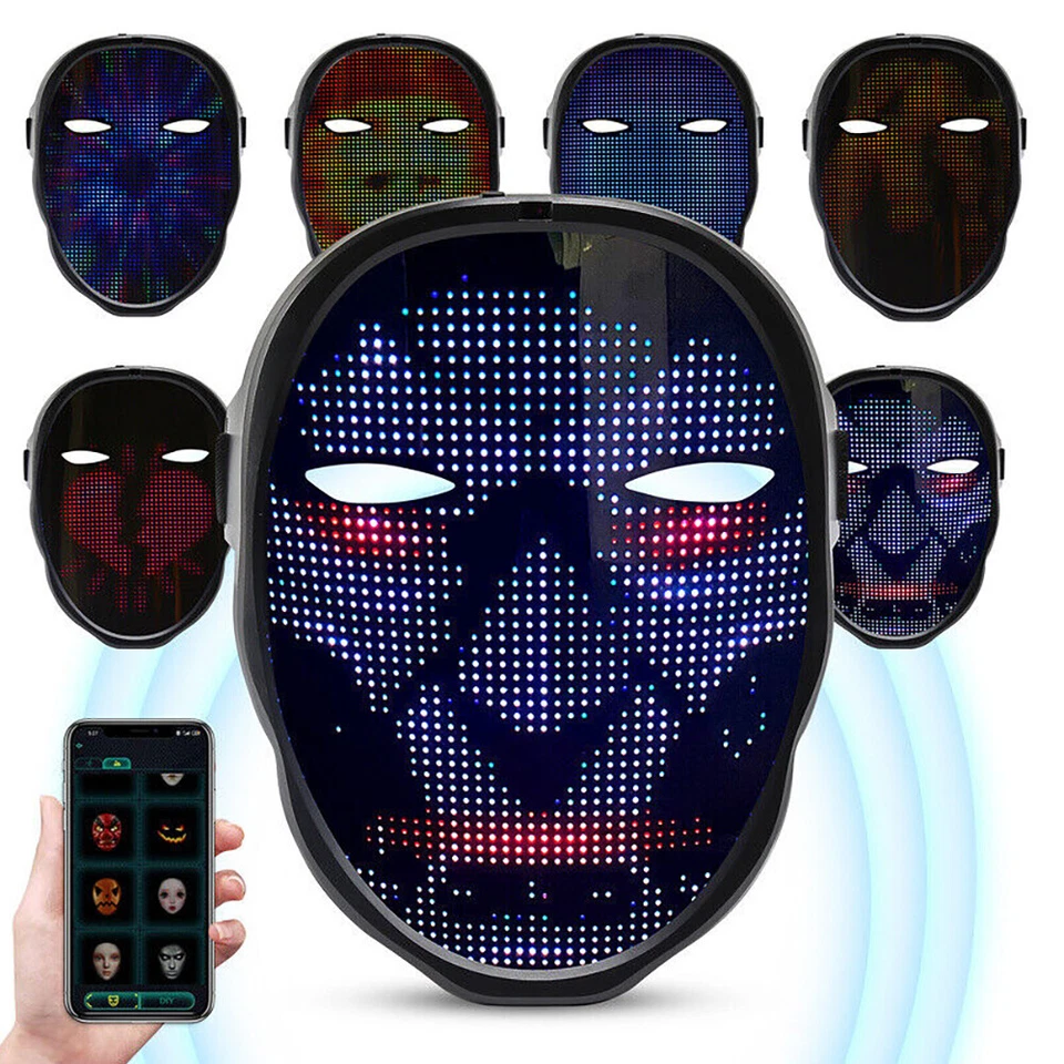 LED Maske Scary Halloween Kids/Men/Women Bluetooth App Purge Tanzmaske Party