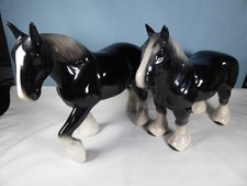 2 x Porcelain Shire Horses - Possibly Melbaware