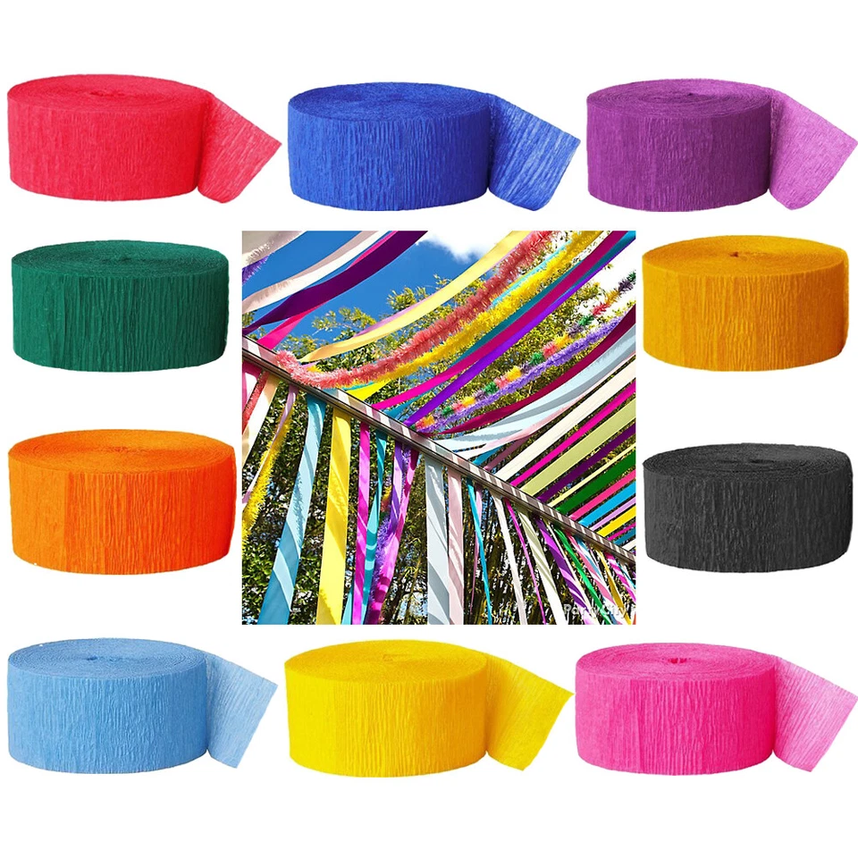 KYISA Serpentinas de papel rollo crepe fiesta niños decoración artesanal celebración de cumpleaños