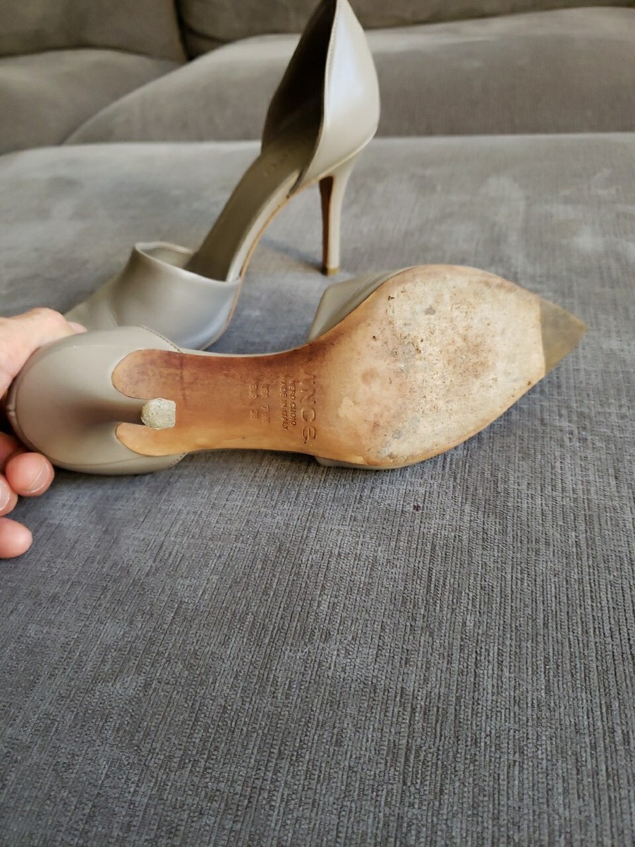 Vince Claire D'Orsay Leather Pointy Toe Pumps Dove Gray Woodsmoke