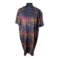 Tahari Arthur S. Levine Shortsleeve Printed Zip Midi Dress Size 22W