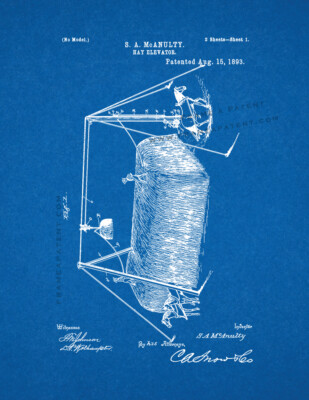 Hay Elevator Patent Print Blueprint