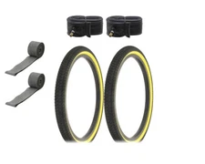 ALTALINE Bicycle 20" x 1.75" Black/Gum SEMISLICK Tread (2) TIRE,TUBE,&RIMSTRIP