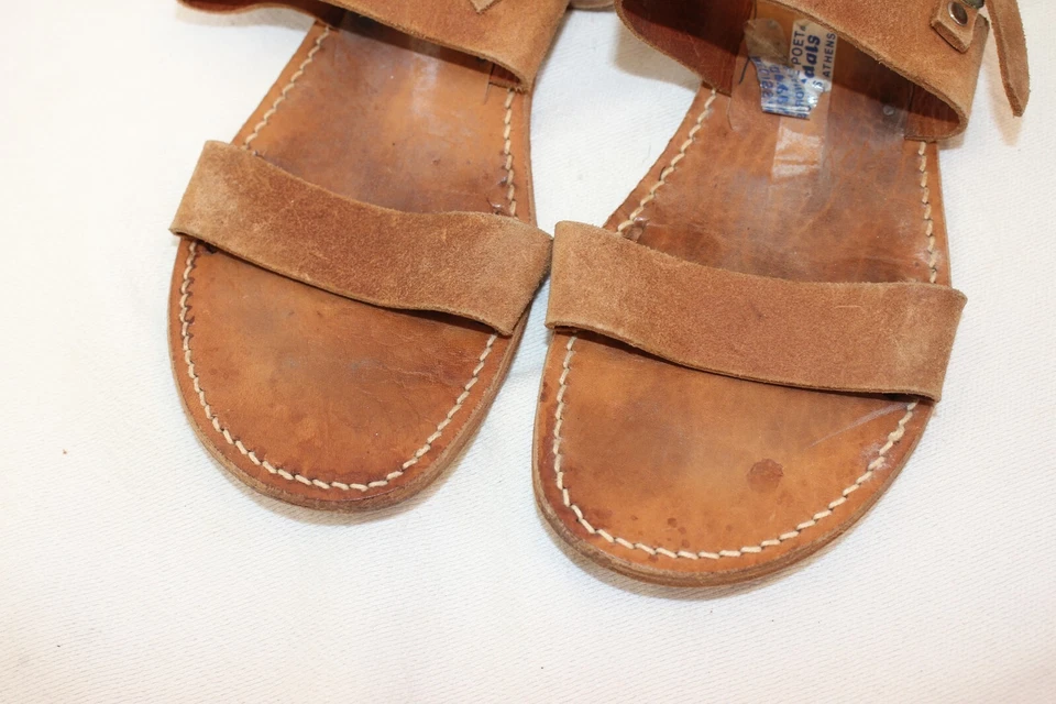 Melissinos griegos vintage genuinos para mujer ¡hechos a mano! Sandalias Talla 5/6 EE. UU. 35/36 UE Foto 2 de 4