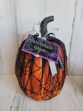 Spooky black web pumpkin Halloween home decor prop
