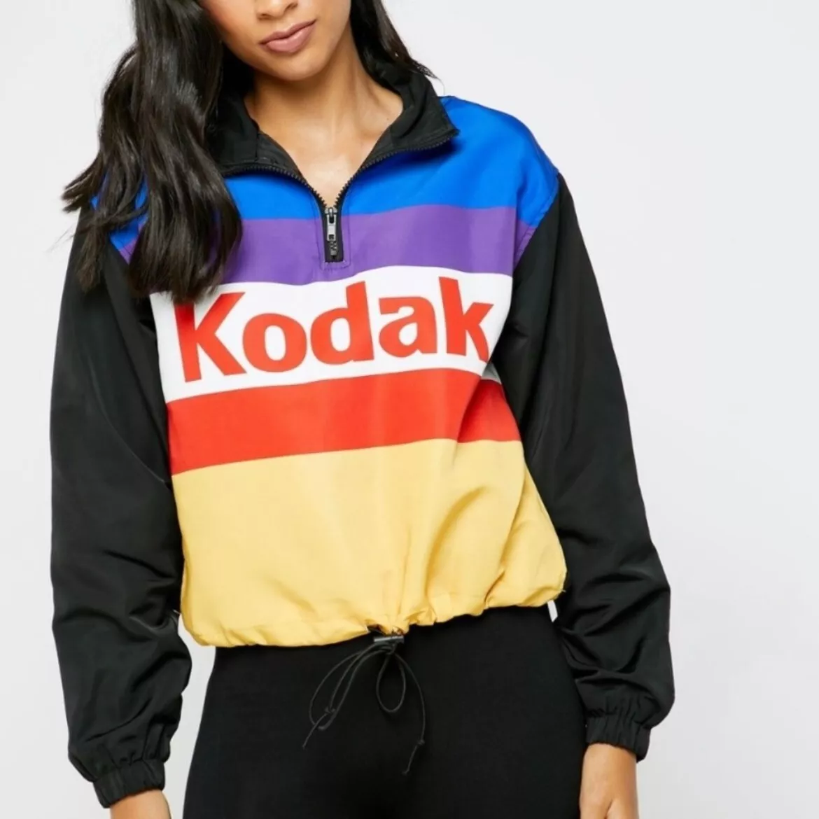 Kodak x Forever 21 Windbreaker Size 12 Colorblock Retro 90s Fall Outerwear EUC