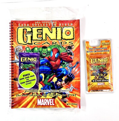 Marvel Genio Card Collectors Album/Card Set + 1 Card Set NEW Factory Sealed VTG
