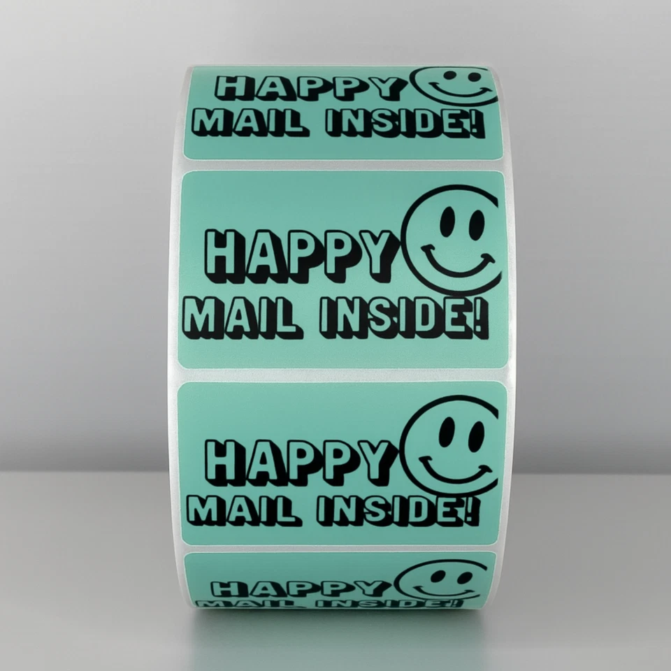 Etiquetas adesivas internas Happy Mail selos de embalagem rosto sorridente - Imagem 4 de 4