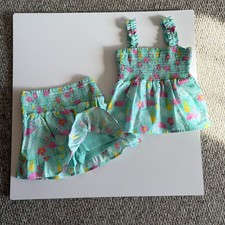 Gymboree Girls Flamingo And Pineapple Print Skort Set Size 5T