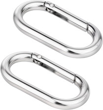2 Pcs Spring O Ring Clip for Purse Strap - Oval Snap Keychain Clip, Silver Alloy