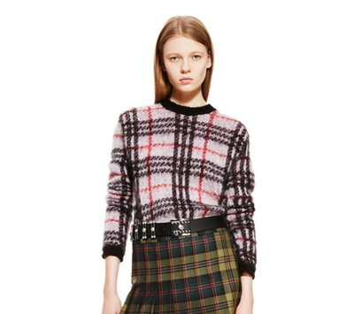 NEW VERSUS VERSACE Plaid Pattern Brushed Mohair Pullover Sweater IT-42
