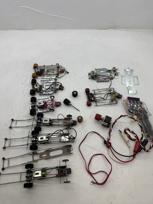 Vintage 1/24 Scale Slot Car Chassis Lot With Parma Controller