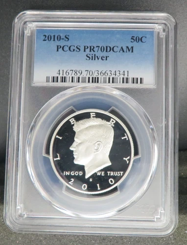PERFECT 2010 S SILVER  KENNEDY PCGS  PR 70 DCAM LOW MINTAGE LOW POP BLUE LABEL