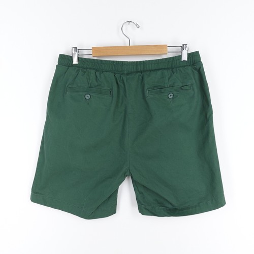 Pantaloncini chino uomo folk taglia grande verde cotone elasticizzato coulisse tasche - Foto 7 di 8
