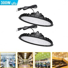 2 Pack 300W UFO Led High Bay Light Commercial Warehouse Industrial Factory 6000K