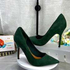  H2 ASOS DESIGN mid-heeled court shoes in green, size 4/10.3cm. N.Without Tag.