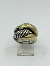 David Yurman DY Sterling Silver 14k Yellow Gold Two Tone Infinity Ring Sz 6 14g