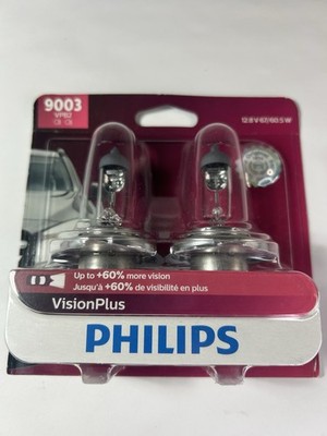 Philips VisionPlus 9003 Headlight Bulbs 60 Percent More Vision 2 Pack