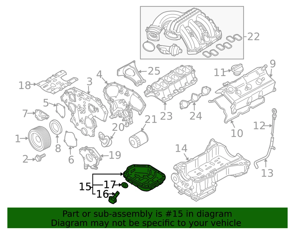 Pan de aceite original Nissan 11110-ZS00A Foto 4 de 4
