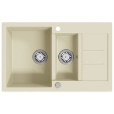 Granite Kitchen Sink Double Basin Kitchen Utility Sinks Multi Colours vidaXL