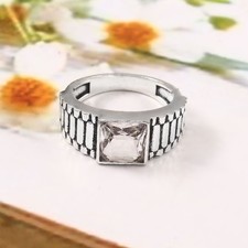 925 Sterling Silver White Topaz Gemstone Jewelry Ring All size US 