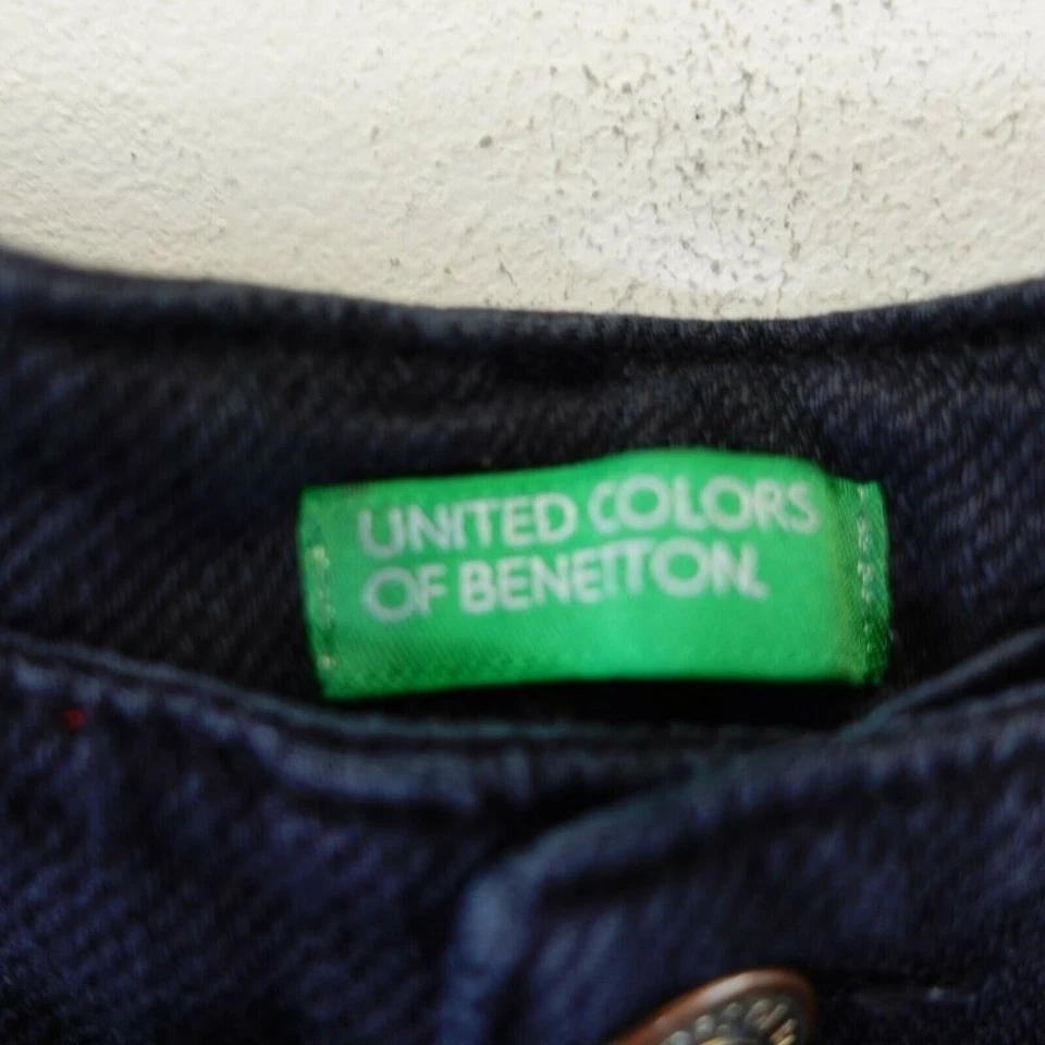 United Colors Of Benetton Jeans 10 Crop Wide Denim High Rise Fringe Raw 32x25 - Image 2 of 4
