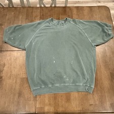 Vintage 90 s Gap Short Sleeve Raglan Crewneck Sweatshirt Faded Green Thrashed