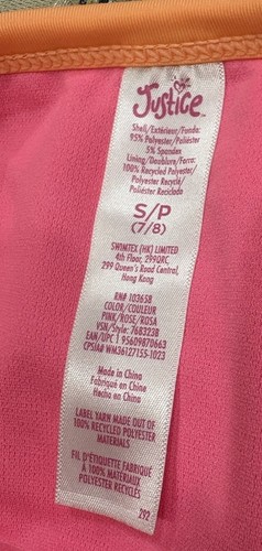 Justice Swimsuit Girls Beaded Halter Bikini 2 Pc Size Small 7/8 Pink - Picture 5 of 6