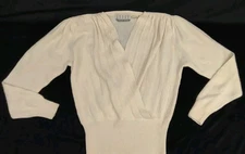 Linea Privata Lambswool/Angora /Nylon Beige Cable Knit V-Neck Sweater Sz L/G