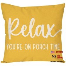 Farmhouse Throw Pillow Covers 18x18 Inch Relax 18" x 18" Pack of 1 Yellow