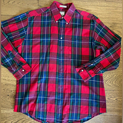 Windsor Shirt Company Men s Plaid Red/Blue/Green Woven Cotton Button Down L NWOT