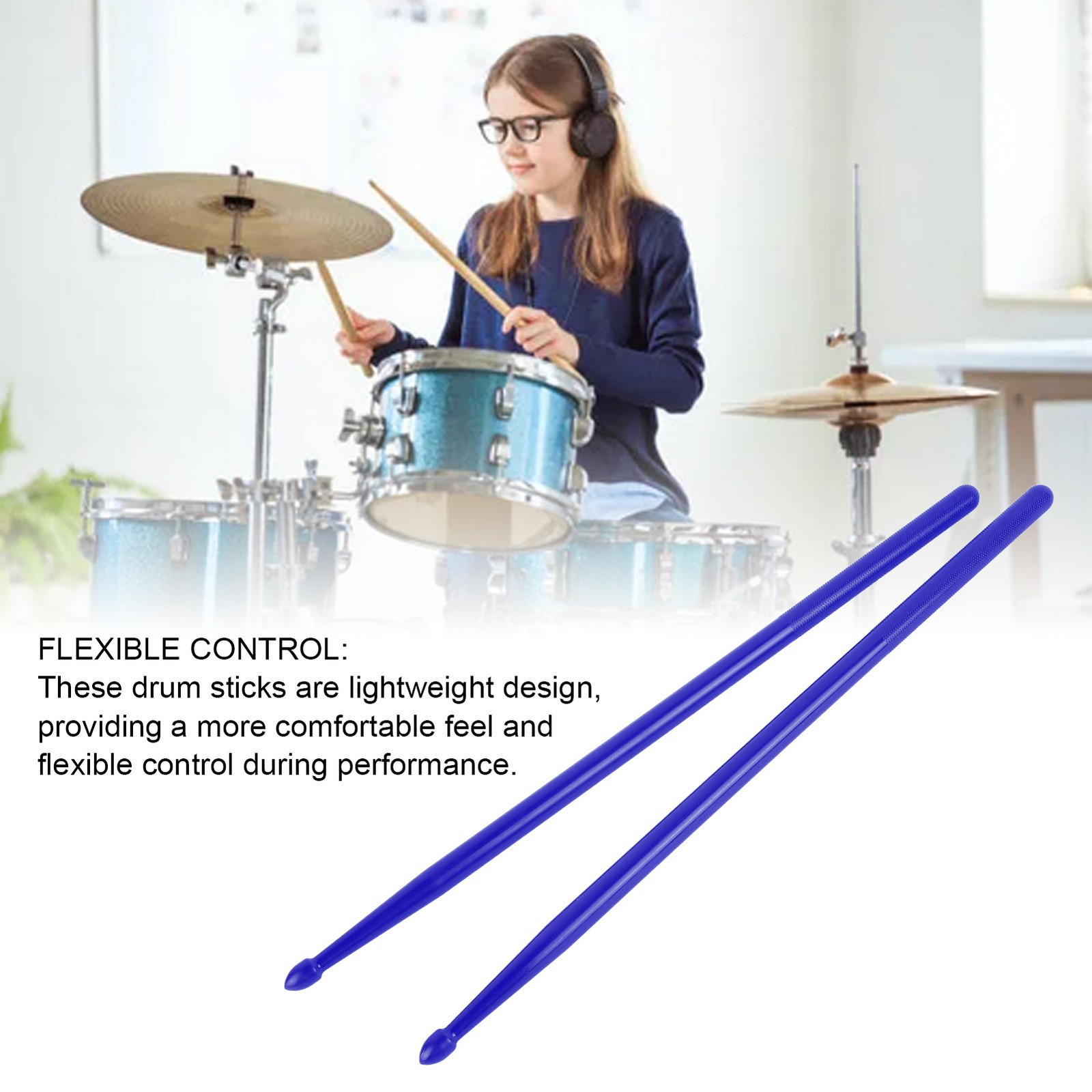 2PCS Nylon Drumsticks Exercise Drum Stick Replacement Portable Drum Rods For Per