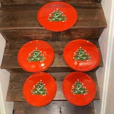 Waechtersbach Germany Red Christmas Tree Cake Plate Serving Platter 12 3/8"