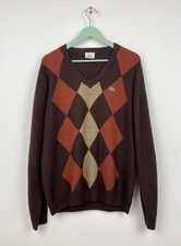 Lacoste V Neck Acrylic/Wool/Alpaca Sweater Size 4/M Men Brown