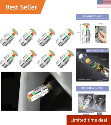 #ad 8 PCS Tire Pressure Monitor Valve Stem Caps 2.4Bar 36 PSI Tire Pressure Sens... $7.99