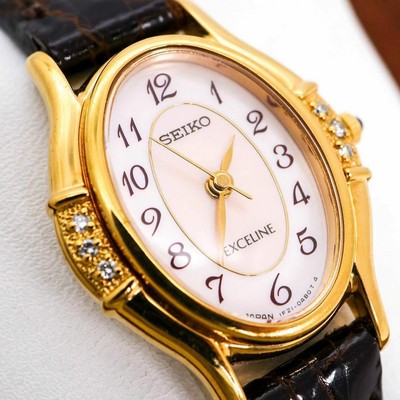稼働 SEIKO EXCELINE 腕時計 6Pダイヤ シェル文字盤 1266 稼働 SEIKO EXCELINE 腕時計 6Pダイヤ シェル文字盤 1266 稼働
