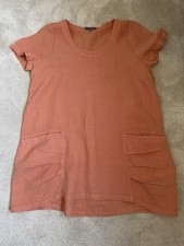 SAHARA 100% LINEN PEACH SHORT SLEEVE TUNIC SIZE M, POCKETS, LAGENLOOK