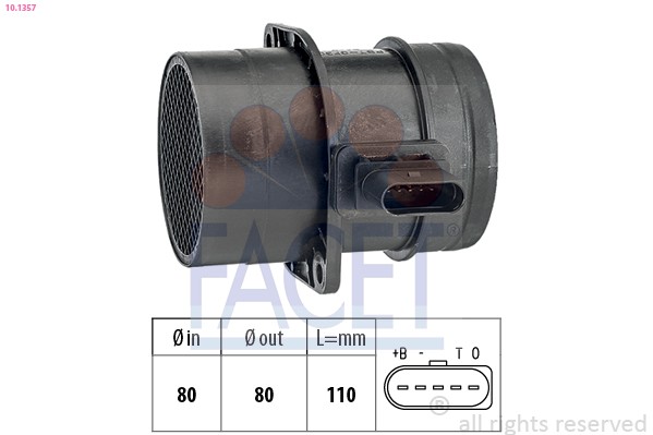 Débitmètre de masse d'air FACET 10.1357 capteur de rechange pour moteur essence