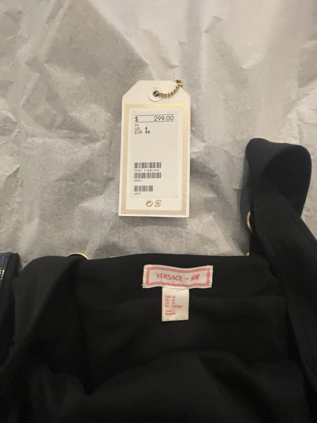 VERSACE FOR H&M ABITO BONDAGE IN SETA NERO TAGLIA S