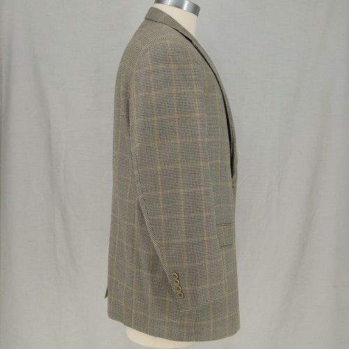 Tommy Hilfiger Sport Coat Mens 46R Silk Wool Beige Plaid Jacket Lined One Vent - Picture 15 of 17