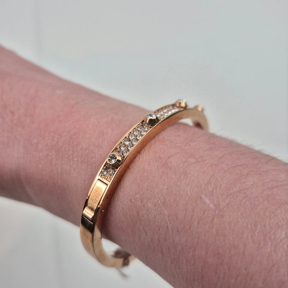Brazalete Michael Kors Astor Oro Rosa Pavé Cristal Nuevo con Etiquetas Talla 6.5 MK Foto 3 de 4