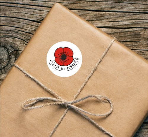 Pack of 24 paper labels, LEST WE FORGET POPPY, Armed Force Day, Remembrance day - Picture 5 of 5