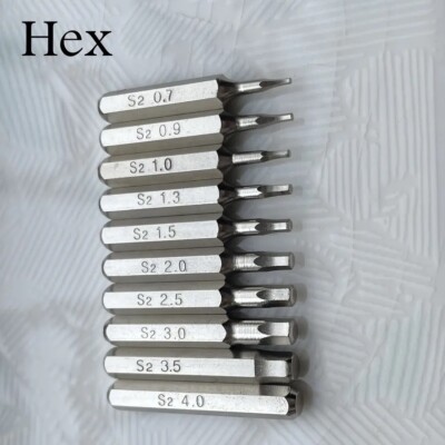 HEX 4mm Screwdriver Micro Bits Set H0.7 0.9 1.0 1.3 1.5 2.0 2.5 3.0 3.5 4.0