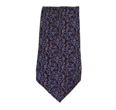Saks Fifth Avenue Neck Tie Silk Paisley Brown Gray Mens
