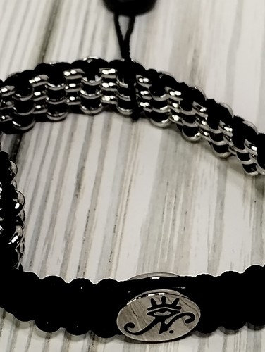 Bracciale donna regolabile Joseph Nogucci cordino nero tono argento Kismet nuovo con etichetta NUOVO - Foto 6 di 6