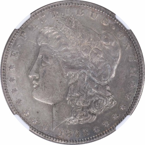 1893 Morgan Silver Dollar AU50 NGC - Picture 3 of 4